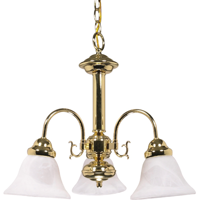 Nuvo Lighting 60/186  Ballerina - 3 Light - 20" - Chandelier with Alabaster Glass Bell Shades in Polished Brass Finish